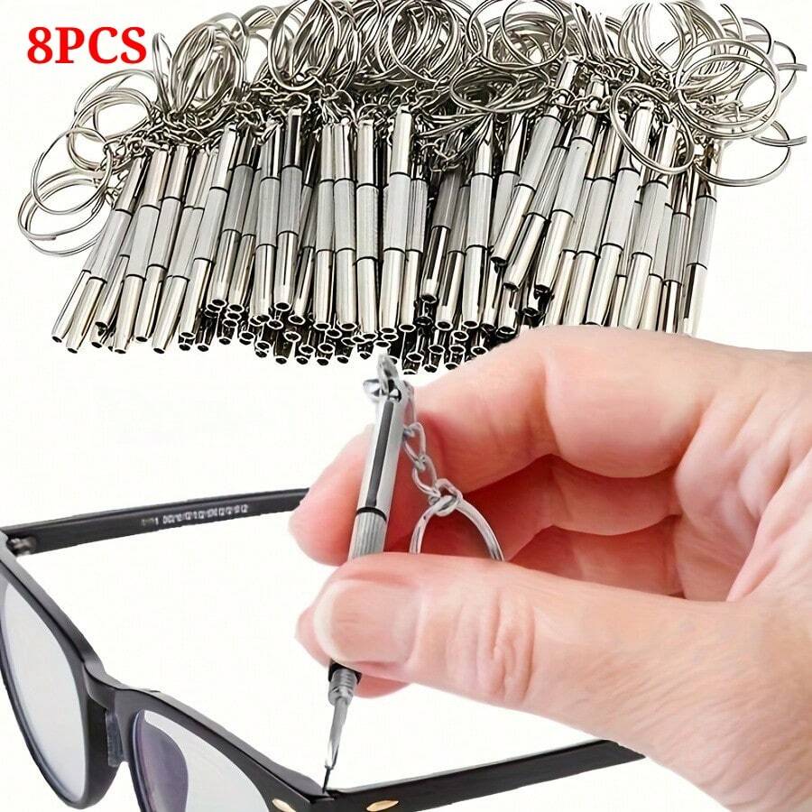 8pcs Mini 3-In-1 Screwdriver Set (With Keychain) - Glasses, Watch And Phone Repair Tools, Suitable For Home And Industrial Use, Portable Multi-Function Screwdriver - One Size - View 1
