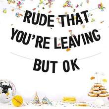 "You're Leaving Too Rudely But It's Okay" Banner, Colleague Farewell Decoration, Graduation/Retirement/Farewell/Send-Off Party Decor, Black Sequin - Multicolor - View 1