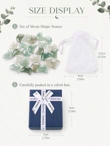 Crescent Moon Natural Healing Crystal Stone Gift Box Polished Pocket Gemstone Ring Face DIY Jewelry Pendant Decoration Gift Bag Women Birthday Holiday Gift - Green Aventurine - View 7