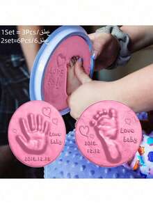 100 Days/1st Birthday Gift Newborn Growth Keepsake Clay For Handprint And Footprint (Ribbon Not Included) S Size Mold Diameter 9cm M Size Mold Diameter 12cm (Random Mold Shape) - Multicolor - View 8