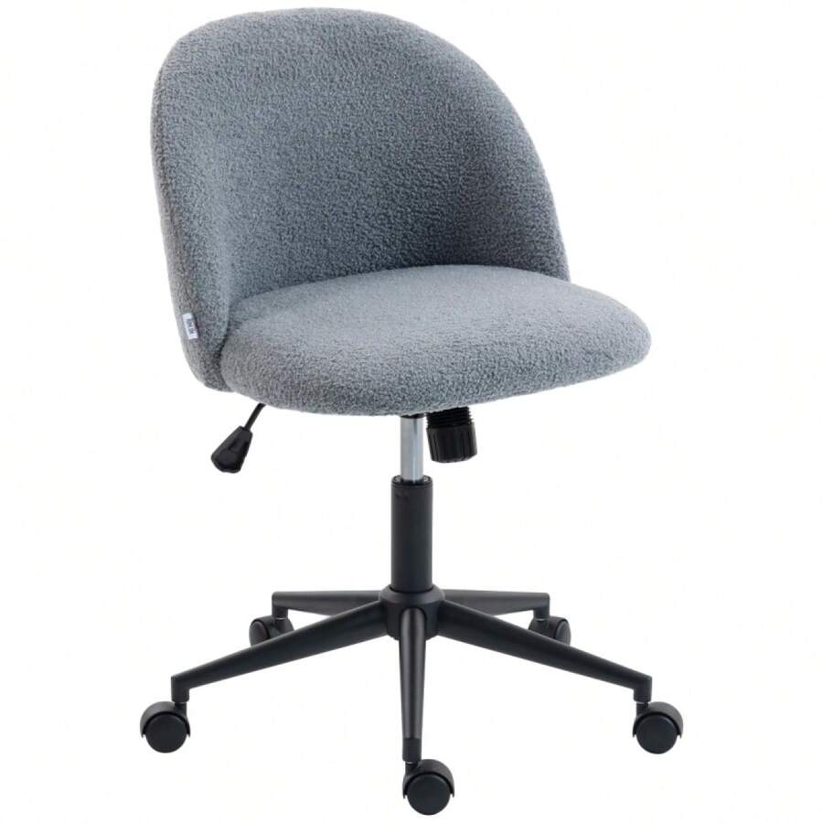 Teddy Fleece Office Chair With Wheels - Light Pink On-Site - Charcoal Grey + Fleece - View 1