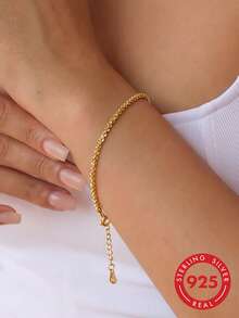 CROSSDEER 1pc Fashionable S925 Sterling Silver Starlight Romantic Style Bracelet For Women, Suitable For Daily Wear And Festivals - Gold - View 1