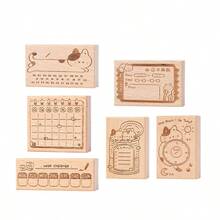 Cat Wooden Rubber Stamp Set, Vintage Planner Memo Notebook Stamps, DIY Scrapbook Journal Decoration Stationery - A - View 6