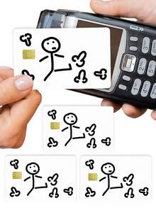 1pc Funny Stickman Official Credit Card Sticker Privacy Protection Card Skin, Funny Prank Holiday Gift PVC Material Anti-Fingerprint Anti-Scratch Wear-Resistant Card Sleeve Skin, Suitable For Chip Cards, Bank Cards, Credit Cards, Transit Cards, Student Campus Cards Personalized DIY - Multicolor - View 4