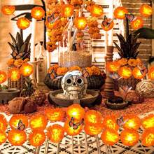 1PC 4.92/9.84FT Halloween Atmosphere Decoration Light String, Marigold Light String, LED Fairy Light, Chrysanthemum Light String, Battery Powered Holiday Decoration, Suitable For Bedrooms, Living Rooms, Birthdays, Parties, Etc - Warm Light - View 8