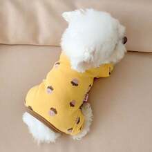1pc Pet Supplies, Pet Clothing, Pet Sweatshirt, Pet Dog Clothes, Autumn/Winter Warm Dog Pajamas, Home Wear, Four-Legged Base Layer For Bichon, Teddy, Pomeranian - Orange - View 2