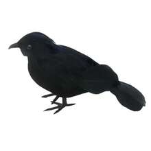 1pc Realistic Crow Outdoor Table Decor, Feather Artificial Crow, Black Artificial Bird, Black Crow Indoor Decoration, Halloween Crow Ornament - Multicolor - View 6