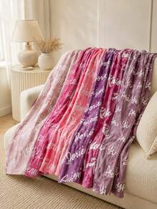 1pc Personalized Custom Text Heat Transfer Print Blanket, Full-Width Letter Pattern Solid Color Background Throw, Available In 3 Sizes, Meaningful Holiday Gift, Suitable For Indoor Home Sofa Bedroom, Ideal Gift Choice For Relatives, Partners And Other Adult Family Members - Multicolor - View 8