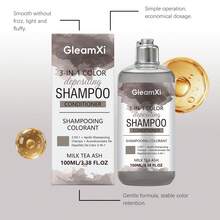Milk Tea Gray 3-in-1 Color Depositing Shampoo 100ml | Cuci, Rawat, Warnai | Alat Penyegar Warna 3-in-1 | Lembut & Melembapkan Tanpa Merusak Rambut | Ukuran Portabel untuk Perjalanan | Krim Pewarna & Perawatan Rambut - Teh Susu Abu - View 4