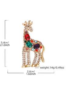 1pc Exquisite Fashion Giraffe Brooch, High-End Creative Fashion Animal Pin Corsage, Versatile Clothing Decoration Accessory - Gold - View 4