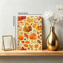 1pc A5 Spiral Coil Ruled Notebook, Orange & Gold Autumn Leaf Pattern, Universal Office & Study Notebook, Suitable For Back To School, Student Notebook, Student Essentials & Office Use, Holiday Gift Selection - Multicolor - View 3