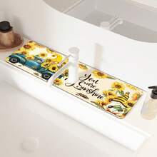 1pc Thanksgiving Floral Pattern Rubber Faucet Splash Guard, Bathroom Faucet Splash Pad, Mud Guard, Moisture-Proof Anti-Slip Faucet Pad, Kitchen Countertop Accessory. Protect Your Kitchen Countertop. - Multicolor - View 4