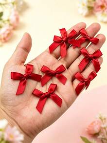50 piezas/100 piezas Juego de lazos de cinta roja - Adecuado para decoración de envolver regalos, pinzas para el cabello de fiesta de boda, suministros hechos a mano para todas las estaciones - lazo de cinta de 4 cm - Ver 9