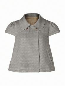 SAOYANGYU Women's Plaid Woven Fabric Button Pocket Top, Home, College, Beach, Autumn/Winter, 295g - Khaki - View 4