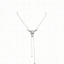 1 pieza Collar Bolo Vintage Western con Calavera de Longhorn, Cadena de Serpiente Ajustable en Forma de Y-Lazo, Joyería Bohemiana para Mujer Vaquera en Vacaciones - Dorado - Ver 5