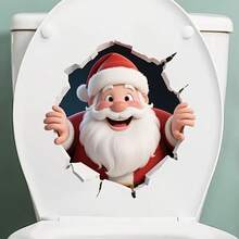 Fun Christmas Santa Toilet Sticker, Removable Vinyl Christmas Bathroom Decal, Holiday Bathroom Decor Gift - 1 Pc C - View 6