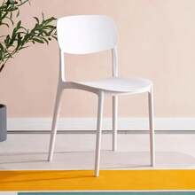 RXAG Sillas de comedor modernas para interior y exterior, fabricadas en plástico, con respaldo abierto, apilables, juego de 4 sillas, aptas para 4 personas, disponibles en varios colores. - Negro - Ver 4