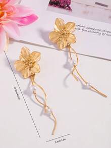 French Vintage Floral Long Earrings For Women, Wavy Tassel Design, Gentle Atmosphere Ear Jewelry - Multicolor - View 3