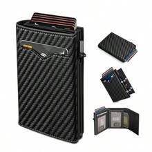Pop Up Wallet For Men, RFID Blocking Credit Card Holder With Clear ID Window Cash Pocket Slim Business Purse Gift - Multicolor - View 11