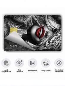 1pc Tattoo Style Women's Credit Card Sticker Privacy Protection Card Skin, Personalized Holiday Gift PVC Material Anti-Fingerprint Anti-Scratch Wear-Resistant Card Sleeve, Suitable For Small Chip Cards, Bank Cards, Credit Cards, Transportation Cards, Student Campus Cards Personalized DIY - Multicolor - View 3