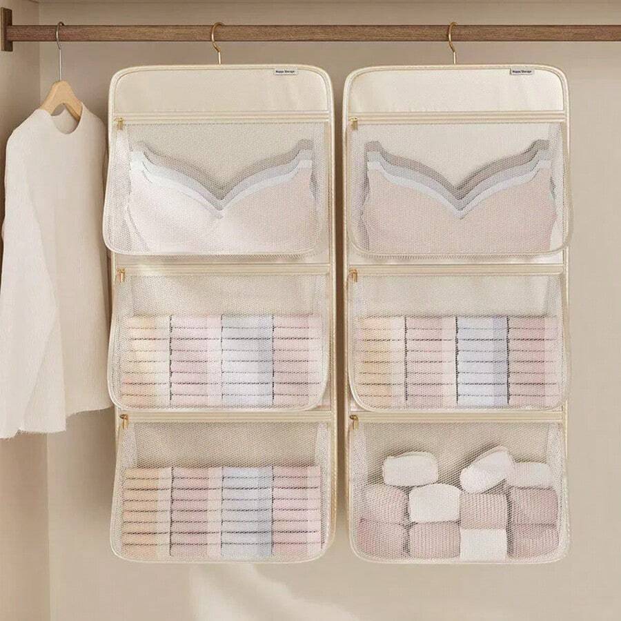 Hanging Mesh Storage Bag, Large Capacity Underwear Storage Box, Space-Saving Closet Organizer, Ideal Storage For Underwear And Socks, Home Closet Essential
