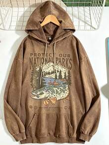 90s National Parks Unisex Sweatshirt Granola Girl Shirt Respect    Local Wildlife Pullover Hiking Camping Clothes Wanderlust Shirt - 咖啡色3 - 查看 3