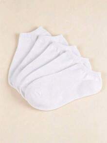 1/5/10/15/20 Pairs Solid Color Plus Size Invisible Socks, Unisex, Non-Slip Breathable Sweat-Absorbing, Casual Sports Socks, Suitable For All Seasons - White - View 3