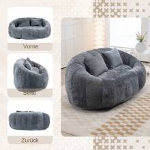 Bean Bag Sofa - Beige Chenille, Comfortable Accent Chair For Home And Outdoor Use - 灰色 - 查看 4