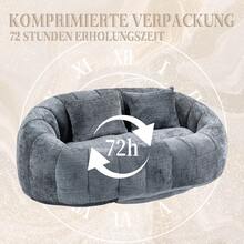 Bean Bag Sofa - Beige Chenille, Comfortable Accent Chair For Home And Outdoor Use - 灰色 - 查看 7