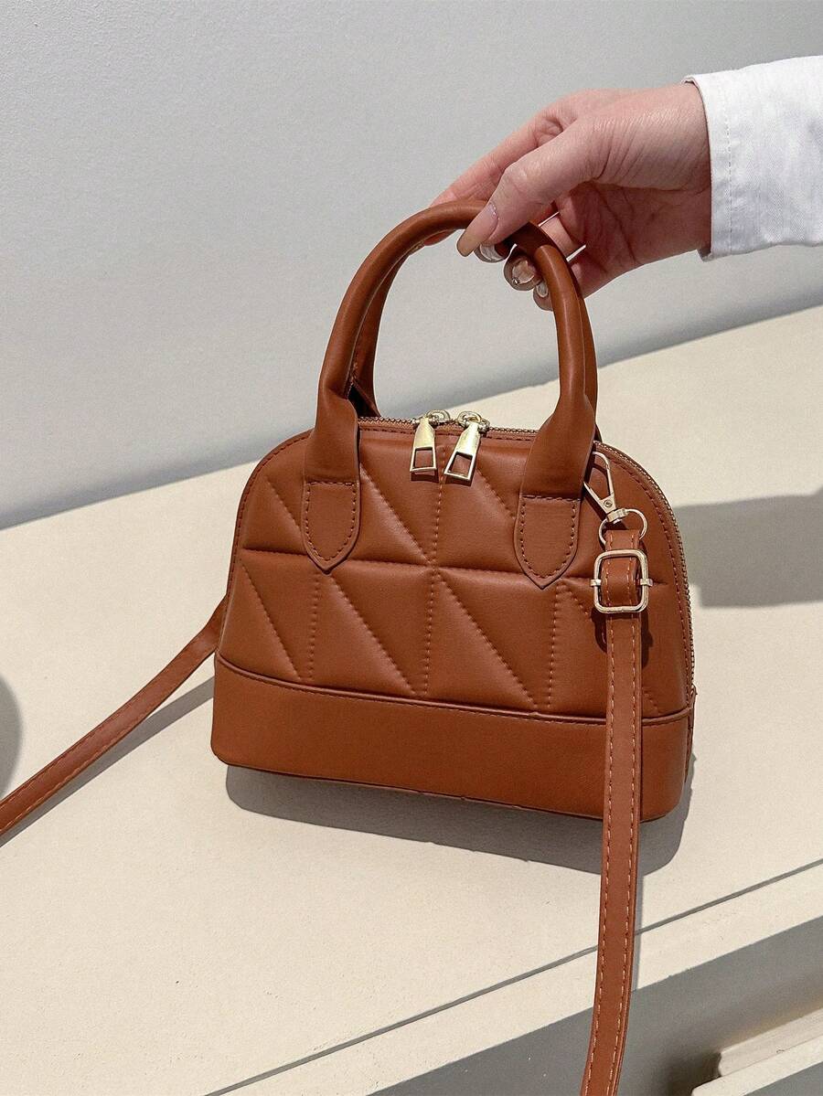 Women's Shell Quilted Handbag - Brown - View 1