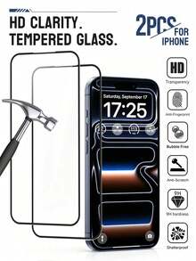 2pcs For IPhone 17 Pro Max | Military Grade Shatterproof 9H Hardness Full Coverage Tempered Glass | Bubble-Free Easy Installation 99.99% High Transparency | Compatible With 18 Pro/18 Pro Max/16/15 Pro Max/15 Pro Plus/14 Pro Max/14 Pro/13 Pro Max/12/11 Pro Max | Birthday Holiday Gift - Clear - View 44