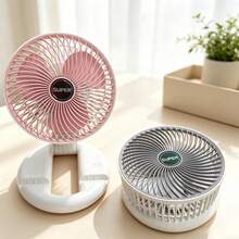 1pc USB Rechargeable Multi‑Functional Folding Fan, 3‑Speed Adjustable Desktop Personal Cooling Fan For Home, Office, Bedroom, Camping & Outdoor Use - Grey - View 1