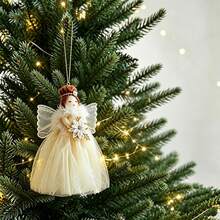 Angel Doll Christmas Ornaments Hanging Tree Topper Decorations For Party - Gold - View 5