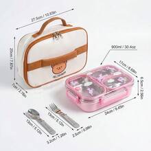 304 Stainless Steel Bento Box, Leakproof 3 Compartment Food Container, Microwavable Lunch Containers With Lids, Travel Food Containers, Divided Meal Prep Containers For Student, Cute Snack Containers - Multicolor - View 20
