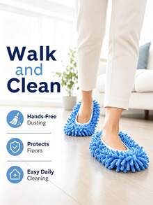2 Pieces Set Of Ultra-Fine Fiber Mop Slippers - Reusable Mop Shoe Cover, Suitable For Kitchen, Bedroom, Living Room, Lazy Slipper Cover - Washable Slipper Cover Suitable For Dust Removal, Hair Sweeping, Floor Cleaning - Multicolor - View 3