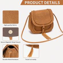 FOREVER MIYIN Women Saddle Crossbody Bag, Large Capacity Boho Purse With Braided Trim Tassel & Magnetic Snap For Daily Festival Travel - Multicolor - View 6