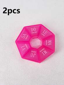 2 piezas Caja de almacenamiento mini de 7 rejillas - Estuche de pastillas semanal portátil, regalo ideal para personas mayores y viajeros - Rosa Fucsia - Ver 34