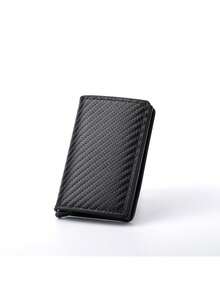 6/1pc Men's Slim RFID Wallet, Auto-Eject Card Holder, Black Aluminum Alloy, Solid Plain, Lightweight, All-Season Casual, For Daily Commute. - Multicolor - View 9