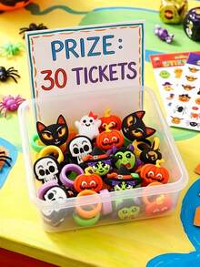 Cartoon Halloween Rubber Rings, Cute Ghost, Skeleton, Pumpkin, Witch, Black Cat Design, Halloween Decoration, Party Decor Accessories, Trick Or Treat Props, Spooky Party Gifts, Small Halloween Gifts, Gift Bag Fillers, Halloween Gifts (Suitable For Teens 14+) - Multiple Styles - View 11