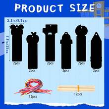 12pcs DIY Scratch Bookmarks Set, Cartoon Shape Scratch Paper Art Craft Kit For Kids Handmade Party Favors - A - View 3