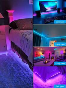 1m/5m/10m/15m/30m LED Smart Light Strip, 5050 RGB, Self-Adhesive Flexible Tape Light, For TV Backlight, Gaming Room, Christmas, Valentine's Day Decoration - RGB Multi-color Three-button Controller - View 5