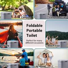 Crystals 24L Portable Folding Camping Toilet - Heavy Duty Foldable Commode For Outdoor & Emergency Use - Grey - View 7