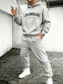 Men Hoodie Co-Ords - Grey - View 1