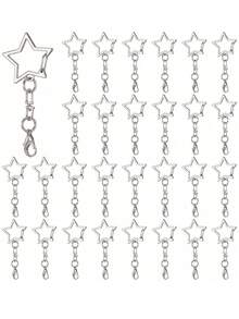 10/30pcs Star Shaped Spring Snap Keychain, Metal Swivel Star Lobster Claw Clasp With Chain Hanging Buckle And Open Jump Ring For DIY Crafts - Multicolor - View 1