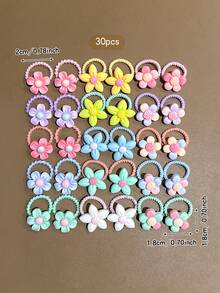 30 piezas de gomas de pelo estilo dibujo animado lindo aleatorio, adecuadas para uso diario - Multicolor - Ver 7