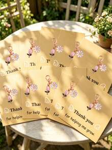10pcs/8pcs/5pcs/3pcs Minimalist Daisy & Tulip Keychain Set, Includes "Thank You For Helping Me Grow" Card, Floral Keychains, Suitable For Teacher's Day, Thanksgiving, Friendship Growth Memorial Gift, Floral Lover Gift, Can Be Used As Key And Bag Accessories - Multicolor - View 20