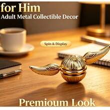 Peça de Arte de Metal para Mesa, Decoração de Mesa Colecionável para Adultos, Ornamento de Exibição com Giro Suave para Escritório e Casa, 14 Anos ou Mais - Dourado - Visão 6