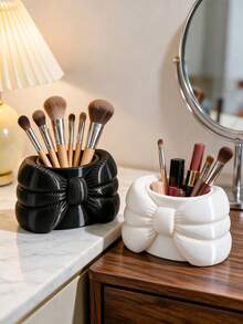 1pc Cute 3D Bow Makeup Brush Holder, Elegant Vanity Cosmetic Storage Box, Desktop Lipstick Holder, Suitable For Dormitory And Bedroom Decor - Multicolor - View 4