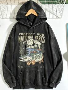 90s National Parks Unisex Sweatshirt Granola Girl Shirt Respect    Local Wildlife Pullover Hiking Camping Clothes Wanderlust Shirt - 黑色3 - 查看 2