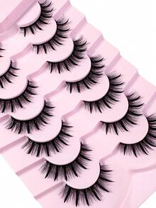 7Pairs Cat Eye Wet Look Curly False Eyelashes - Spiky Cartoon Style Transparent Band Natural Style Suitable For Daily And Party Makeup - Spiky Manga Lashes - View 8